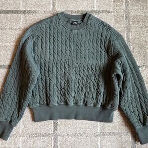 PrAna Cedar and Sage Pullover Quilted Sweatshirt, Spruce, Olive Green. Size S